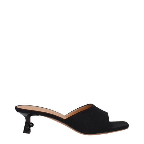 Off-White Black Linen Flat Sandals - Hilstor