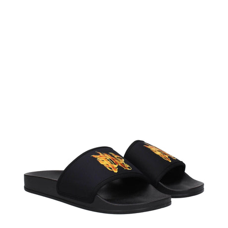 Palm Angels Black Fabric Slippers Sandals - Hilstor