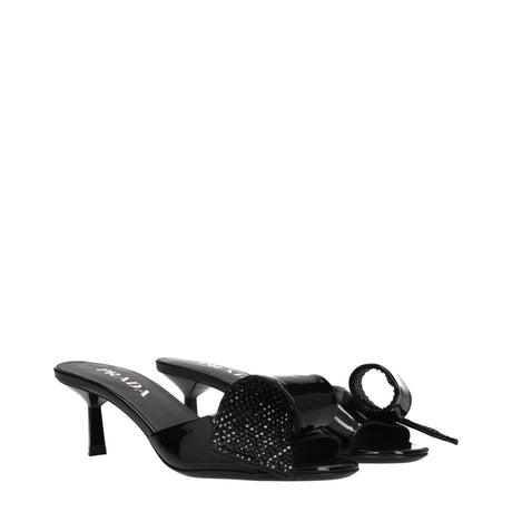 Prada Black Leather Sandals - Hilstor