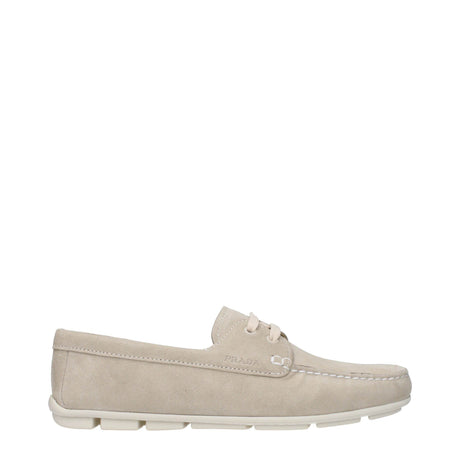 Prada Gray Leather Slip-On Loafers - Hilstor