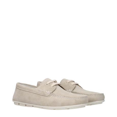 Prada Gray Leather Slip-On Loafers - Hilstor