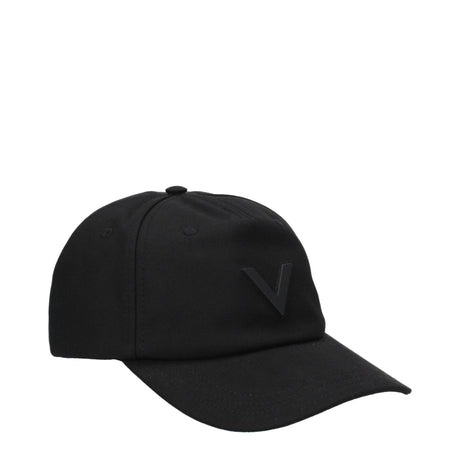 Valentino Garavani Black Cotton Caps (Baseball Hat) - Hilstor