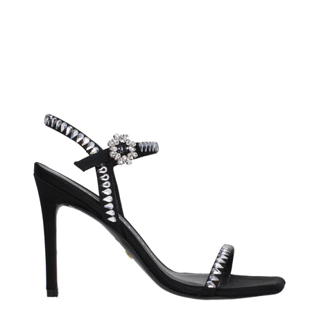 Stuart Weitzman Black Satin Stiletto Heels Sandals - Hilstor