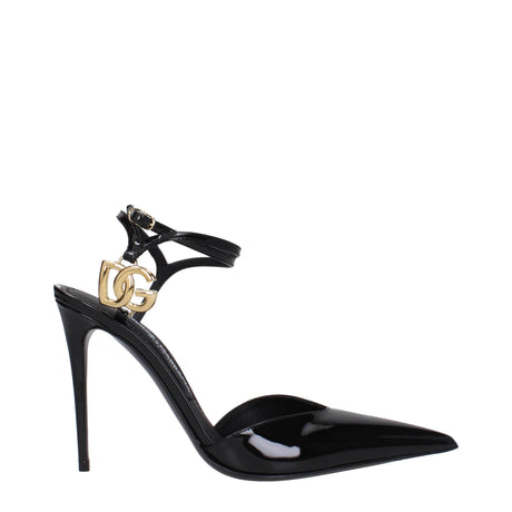 Dolce & Gabbana Black Leather Stiletto Heels Sandals - Hilstor