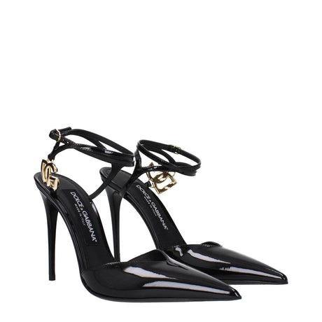 Dolce & Gabbana Black Leather Stiletto Heels Sandals - Hilstor