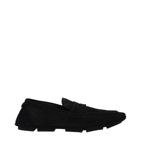 Dolce & Gabbana Black Leather Slip-On Loafers - Hilstor