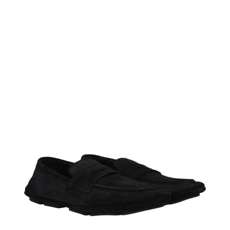 Dolce & Gabbana Black Leather Slip-On Loafers - Hilstor