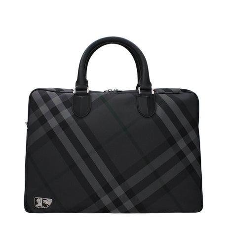 Burberry Gray Fabric Business And Laptop Bags - Hilstor
