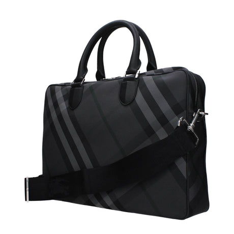 Burberry Gray Fabric Business And Laptop Bags - Hilstor