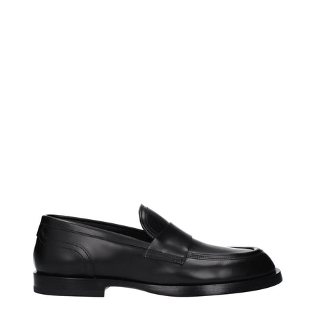 Dolce & Gabbana Black Leather Slip-On Loafers - Hilstor