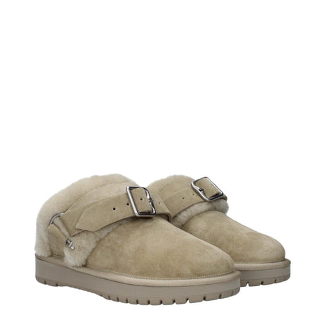 Burberry Green Leather Slippers Sandals - Hilstor