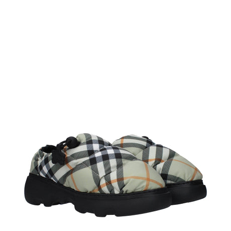 Burberry Green Fabric Slip-On Loafers - Hilstor