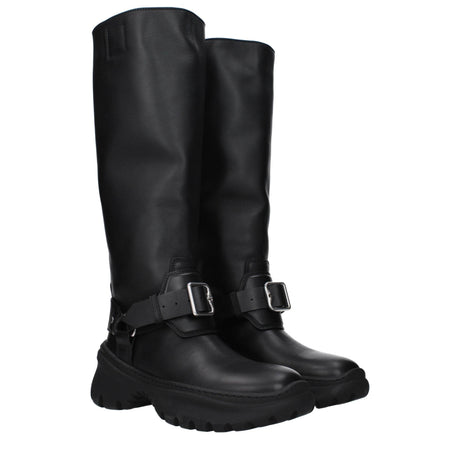 Burberry Black Leather Boots - Hilstor
