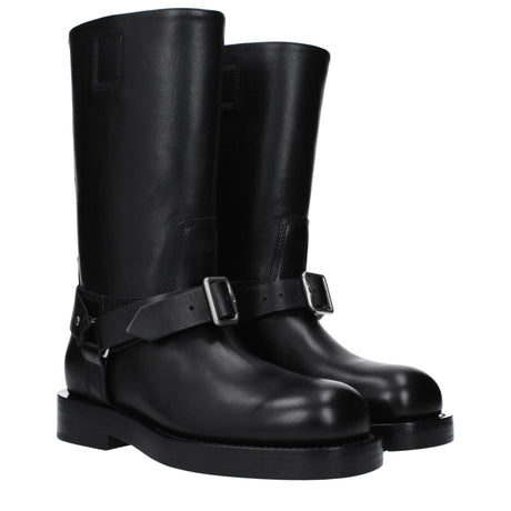 Burberry Black Leather Boots - Hilstor