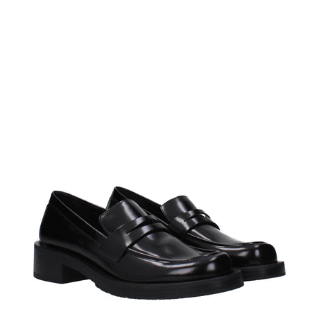 Stuart Weitzman Black Leather Slip-On Loafers - Hilstor