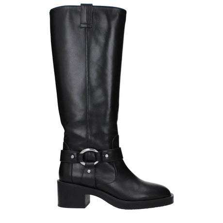 Stuart Weitzman Black Leather High Heel Boots - Hilstor