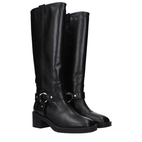 Stuart Weitzman Black Leather High Heel Boots - Hilstor