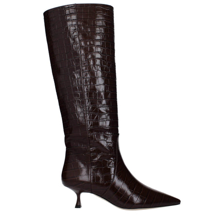 Stuart Weitzman Brown Leather High Heel Boots - Hilstor