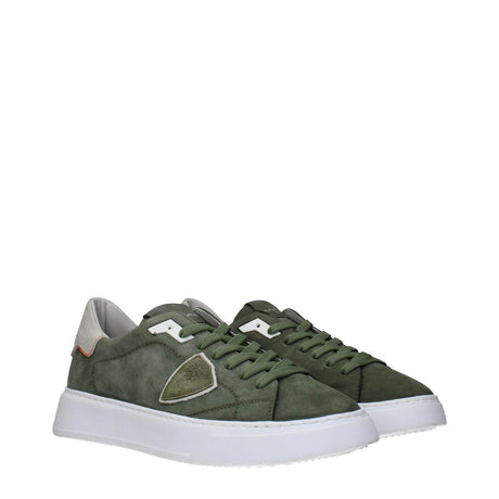 Philippe Model Green Leather Low Tops - Hilstor