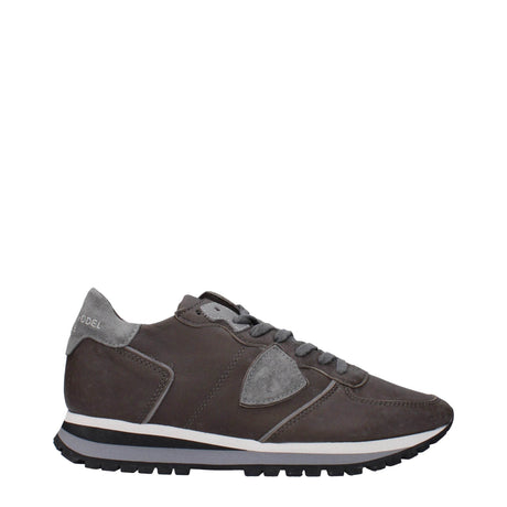 Philippe Model Gray Leather Sneakers - Hilstor