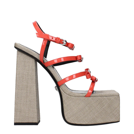 Versace Orange Leather Platforms - Hilstor