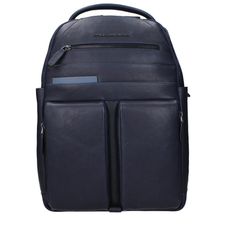 Piquadro Blue Leather Backpacks - Hilstor