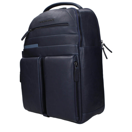 Piquadro Blue Leather Backpacks - Hilstor
