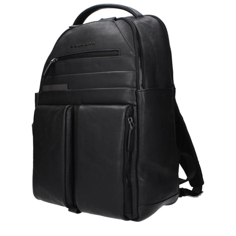 Piquadro Black Leather Backpacks - Hilstor