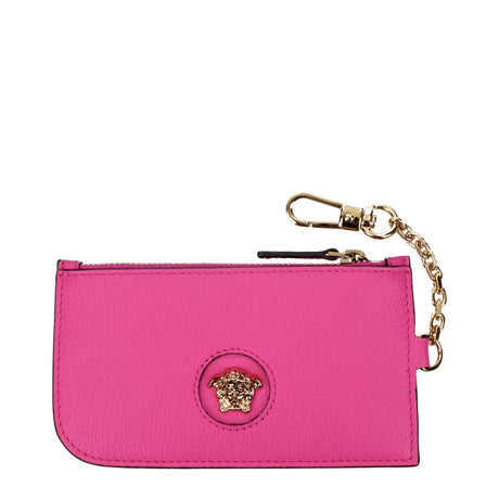 Versace Pink Leather Wallets - Hilstor