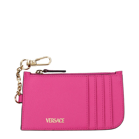 Versace Pink Leather Wallets - Hilstor