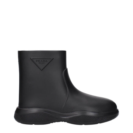 Prada Black Cotton Ankle Boots - Hilstor
