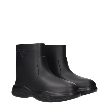 Prada Black Cotton Ankle Boots - Hilstor