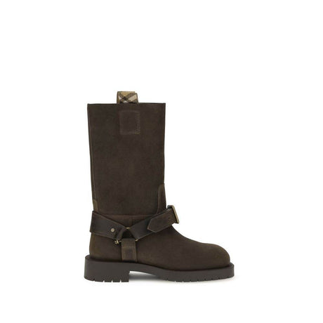 Burberry Suede Saddle Ankle Boots - Hilstor