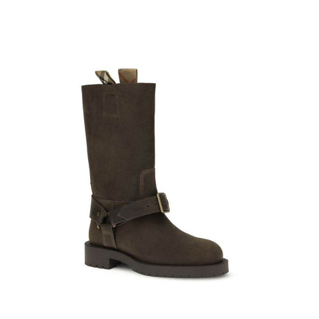 Burberry Suede Saddle Ankle Boots - Hilstor