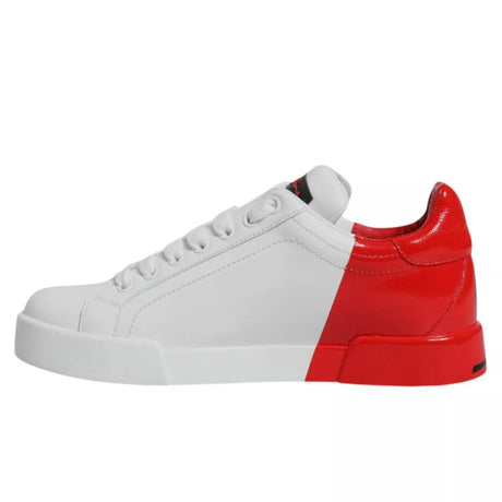 Dolce & Gabbana White Red Portofino Low Top Sneakers Shoes - Hilstor