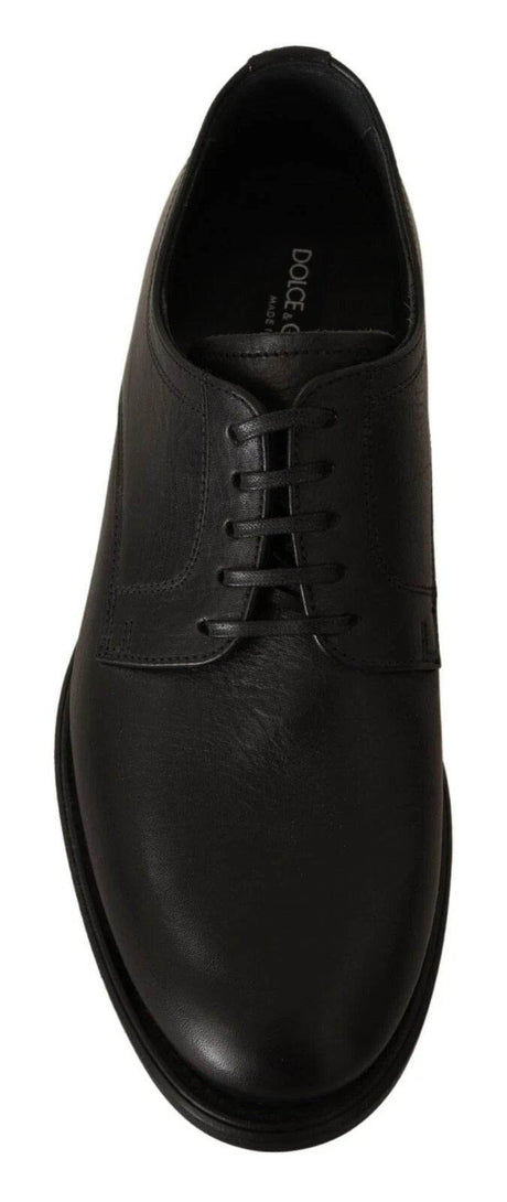 Dolce & Gabbana Black Lace Up Leather Men Formal Derby Shoes - Hilstor