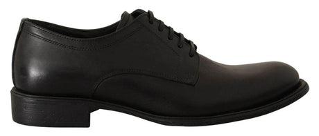 Dolce & Gabbana Black Lace Up Leather Men Formal Derby Shoes - Hilstor