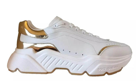 Dolce & Gabbana White Gold DAYMASTER Leather Sneakers Mens Shoes - Hilstor