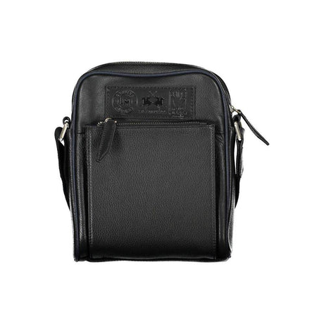 La Martina Black Leather Shoulder Bag - Hilstor