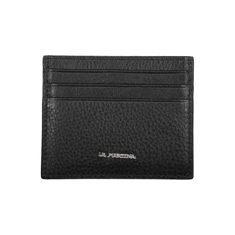 La Martina Black Leather Wallet - Hilstor
