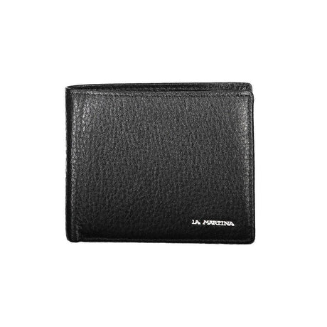 La Martina Black Leather Wallet - Hilstor
