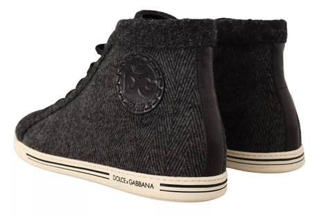 Dolce & Gabbana Gray Wool Cotton Casual High Top Sneakers - Hilstor