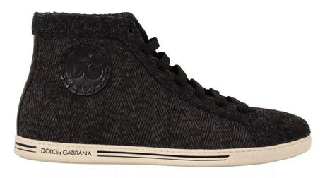 Dolce & Gabbana Gray Wool Cotton Casual High Top Sneakers - Hilstor