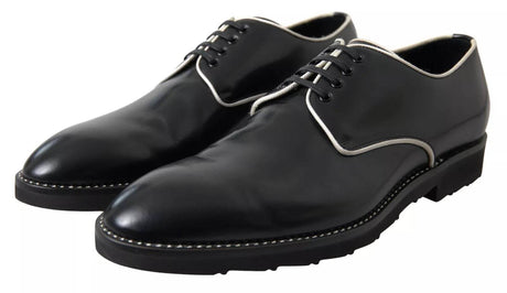 Dolce & Gabbana Black White Leather Formal Dress Shoes - Hilstor