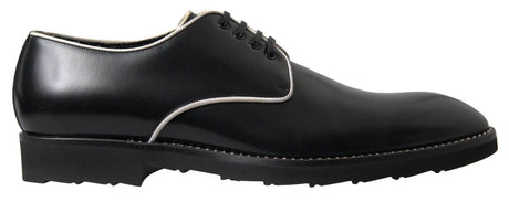 Dolce & Gabbana Black White Leather Formal Dress Shoes - Hilstor