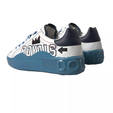 Dolce & Gabbana Blue White Printed Portofino Melt Sneakers - Hilstor