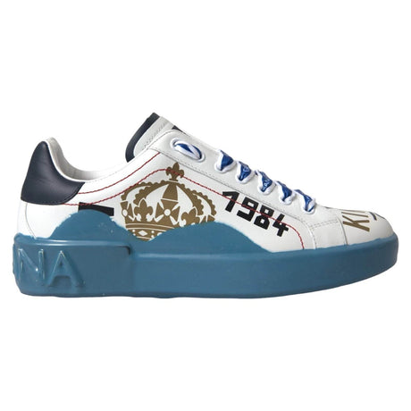 Dolce & Gabbana Blue White Printed Portofino Melt Sneakers - Hilstor