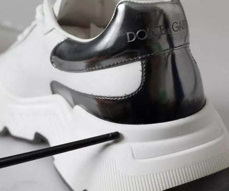 Dolce & Gabbana White Silver Leather Sport DAYMASTER Sneakers - Hilstor