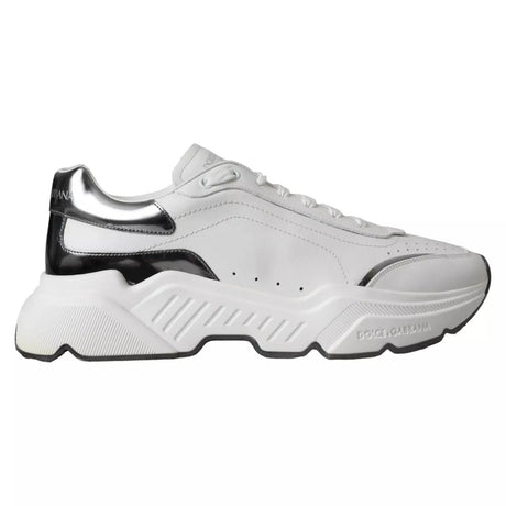 Dolce & Gabbana White Silver Leather Sport DAYMASTER Sneakers - Hilstor