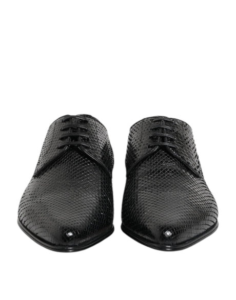 Dolce & Gabbana Black Exotic Leather Lace Up Derby Shoes - Hilstor